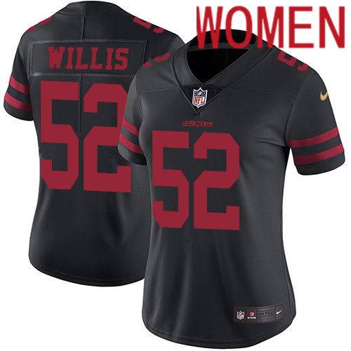 Women San Francisco 49ers #52 Patrick Willis Nike Black Vapor Limited NFL Jersey->women nfl jersey->Women Jersey